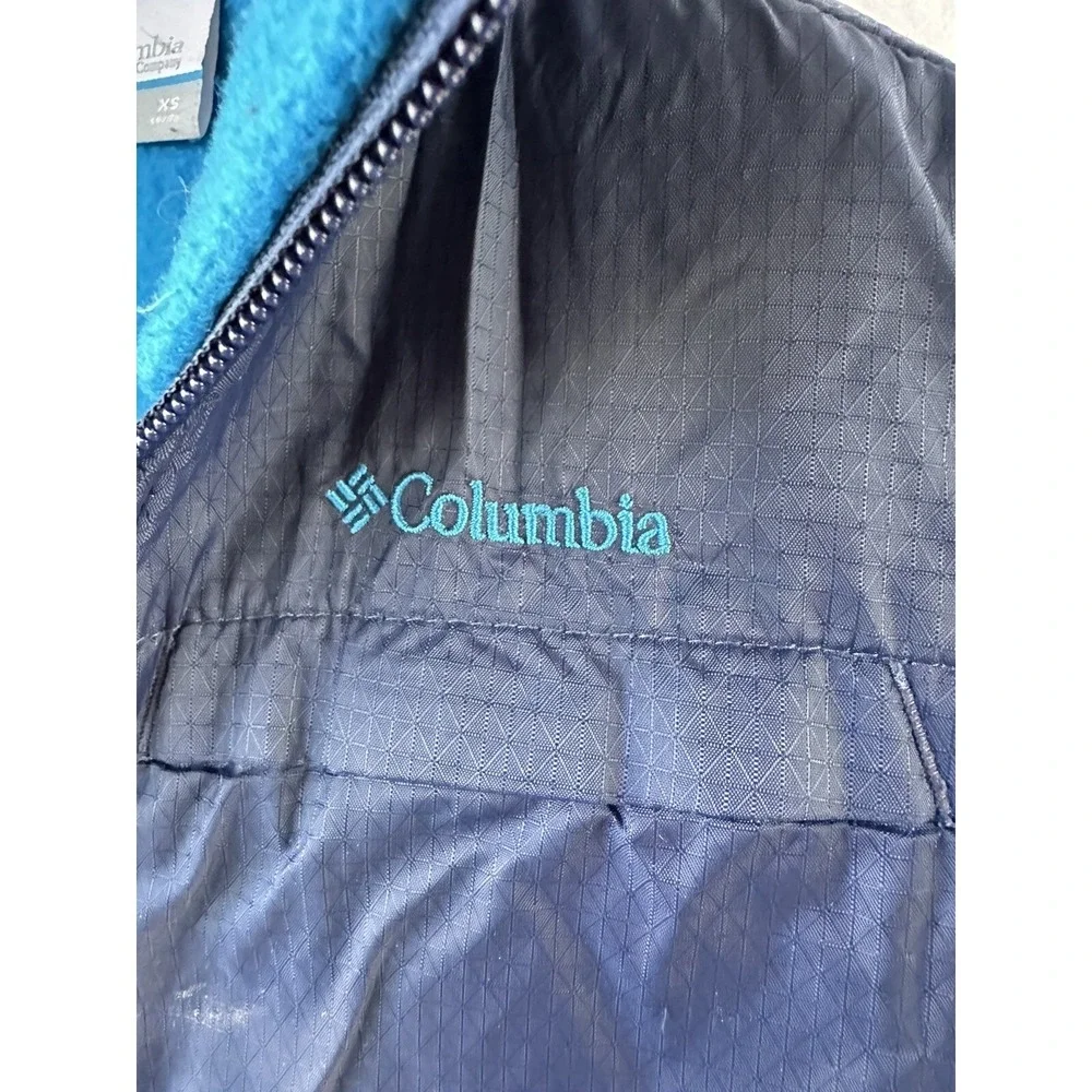Columbia Nylon Fleece Jacket Kid's XS Blue Full Zip School